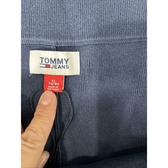 Tommy Hilfiger Midi Skirt Womens XL Navy Knit Pull On Casual Nautical Preppy - Picture 4 of 10